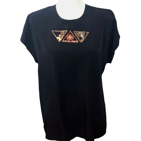 Peter Popovitch Vintage Women's M Black 2-Piece Top & Jacket Set Elegant - Picture 5 of 12